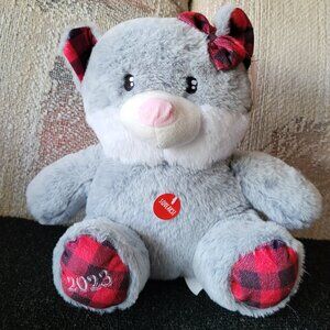 *NEW* PETSMART Grey & Red Plaid 10" Cat Plush "Lucky" 2023